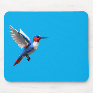 Pixels Blue Hummingbird Mousepad