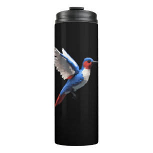 Pixels Blue Hummingbird Thermosbecher