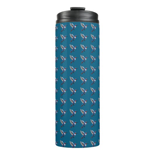 Pixels Blue Hummingbird Thermosbecher (Vorderseite)