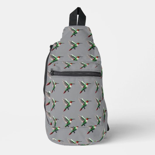 Pixels Green Hummingbird Crossbody Bag (Vorderseite)