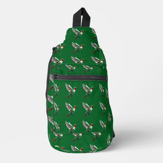 Pixels Green Hummingbird Crossbody Bag (Vorderseite)
