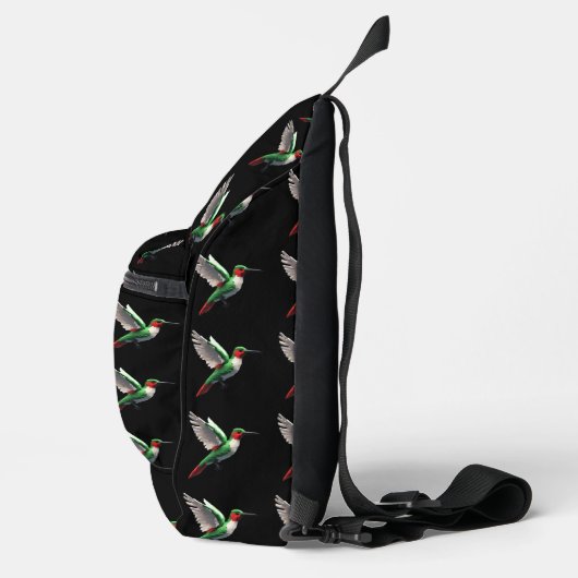 Pixels Green Hummingbird Crossbody Bag (Rechts)