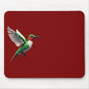Pixels Green Hummingbird Mousepad