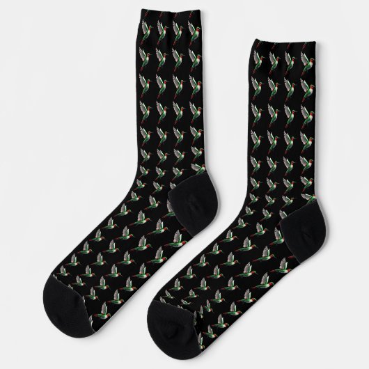 Pixels Green Hummingbird Socken (Linkes Detail)