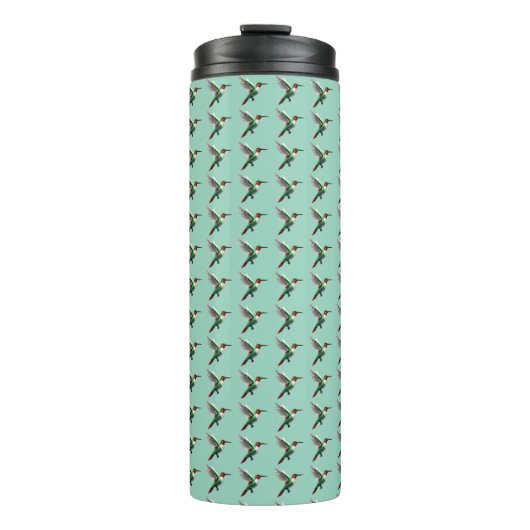 Pixels Green Hummingbird Thermosbecher (Vorderseite)