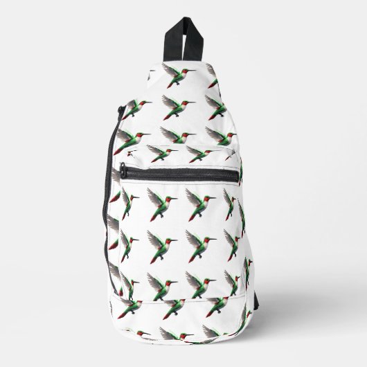 Pixels Green Hummingbirds Crossbody Bag (Vorderseite)