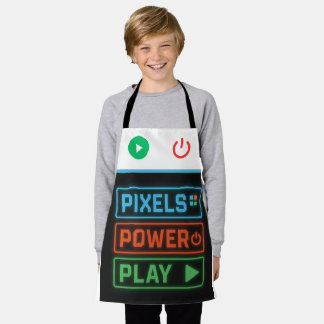 Pixels Power Play Gamer-Schürze – Lustiger Gaming- Schürze