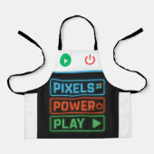 Pixels Power Play Gamer-Schürze – Lustiger Gaming- Schürze (Vorderseite)