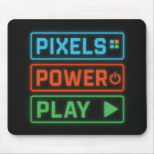 Pixels Power Play – Retro Gamer Mousepad Design (Vorne)