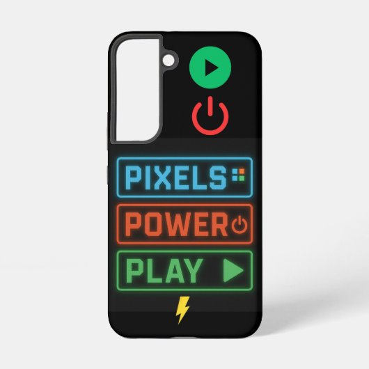 Pixels Power Play Retro Gamer Wrapping Phone Case Samsung Galaxy Hülle (Rückseite)