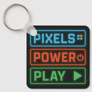 Pixels Power Play Schlüsselanhänger – Retro-Gamer-