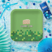 Pixelspiel auf Kindergeburtstag Einladung Pappteller (Party)