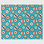 Pixelsushi-Cartoonmuster des niedlichen Spaßes Geschenkpapier (Flach)