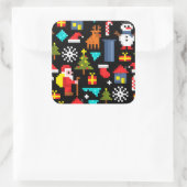 PixelweiWeihnachtsWeihnachtsWeihnachtsWeihnachtsWe Quadratischer Aufkleber (Tasche)