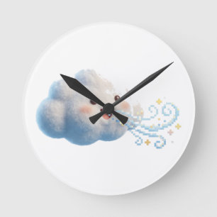Pixelwolke, die Wind bläst Wanduhr
