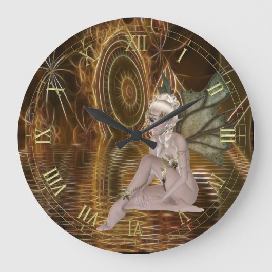 Pixie auf der Wasserklemme des Surreal-Fraktals Große Wanduhr (Vorderseite)