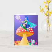 Pixie auf Pilz Grußkarte Karte (Gelbe Blume)