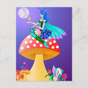 Pixie auf Pilz-Postkarte Postkarte