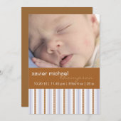 Pixie Blue Stripe Baby Boy Foto Ankündigung (Vorne/Hinten)