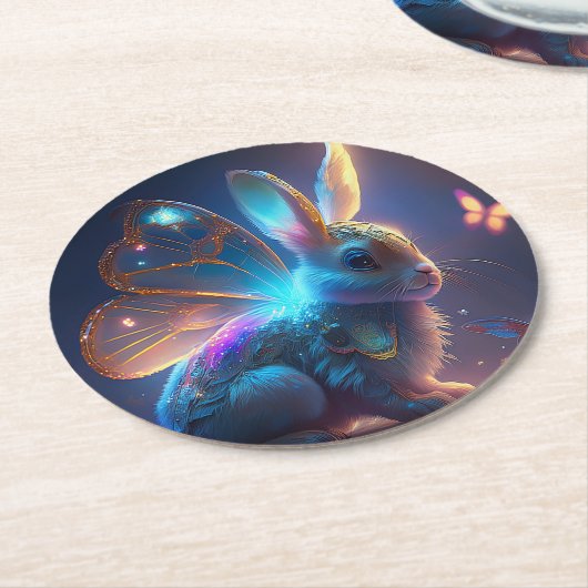 Pixie Bunny Runder Pappuntersetzer (Angewinkelt)