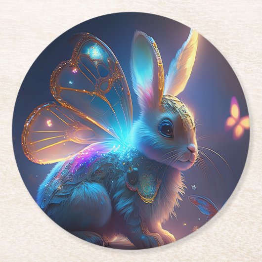 Pixie Bunny Runder Pappuntersetzer (Vorderseite)