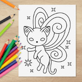 Pixie Cat - Fairy Wings Kitoring Page Gummistempel