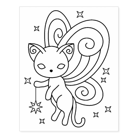 Pixie Cat - Fairy Wings Kitoring Page Gummistempel (Prägung)