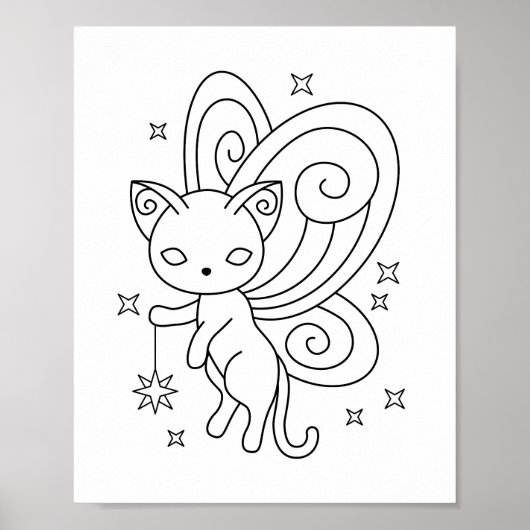 Pixie Cat - Fairy Wings Kitoring Page Poster (Vorne)