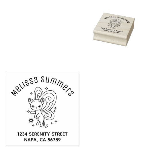 Pixie Cat Fairy Wings Kitten Arch Address Gummistempel (Stempel)