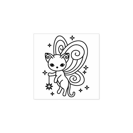 Pixie Cat Fairy Wings Kitty 1x1 Gummistempel (Prägung)