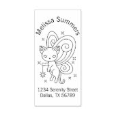 Pixie Cat - Fairy Wings Kitty Address Gummistempel (Prägung)