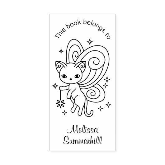 Pixie Cat - Fairy Wings Kitty Buchzeichen Gummistempel (Prägung)