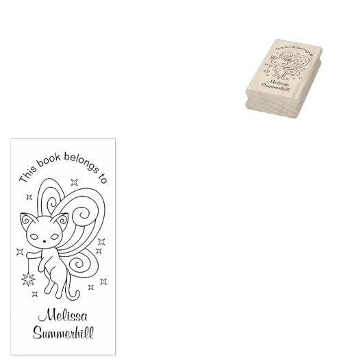 Pixie Cat - Fairy Wings Kitty Buchzeichen Gummistempel (Stempel)