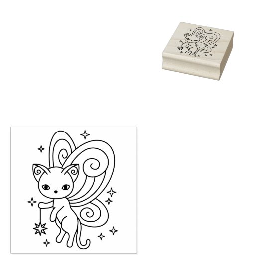 Pixie Cat Fairy Wings Kitty Gummistempel (Stempel)