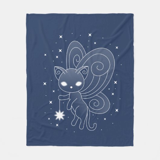 Pixie Cat - Fairy Wings Kitty on Blue Fleecedecke (Vorderseite)
