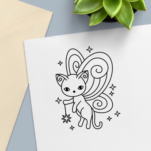 Pixie Cat Fairy Wings Kitty Permastempel