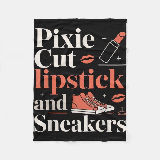 Pixie cut lipstick and sneakers short hair style  fleecedecke (Vorderseite)