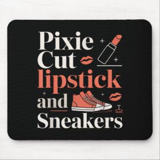 Pixie cut lipstick and sneakers short hair style  mousepad