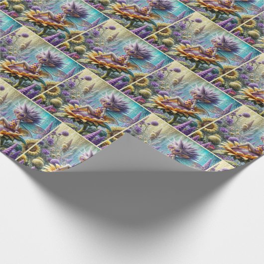 Pixie Fairy auf einer Sonnenblume Geschenkpapier (Ecke)