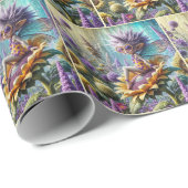 Pixie Fairy auf einer Sonnenblume Geschenkpapier (Rolleneckpunkt)