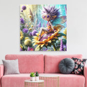 Pixie Fairy auf einer Sonnenblume Leinwanddruck (Insitu (Wohnzimmer))