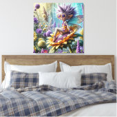 Pixie Fairy auf einer Sonnenblume Leinwanddruck (Insitu (Schlafzimmer))