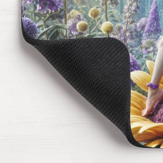 Pixie Fairy auf einer Sonnenblume Mousepad (Ecke)