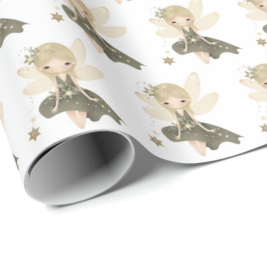 Pixie Fairy Girl mit Sternen Geschenkpapier (Rolleneckpunkt)