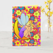 PIXIE FAIRY MÄDCHEN Grußkarten Karte (Gelbe Blume)