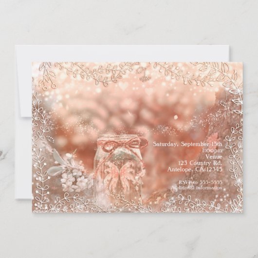 Pixie Fairy Wings Sparkle Mason Einladungen (Rückseite)