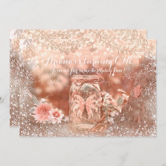 Pixie Fairy Wings Sparkle Mason Einladungen (Vorne/Hinten)