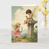Pixie-Freundschaftsszene Karte (Gelbe Blume)