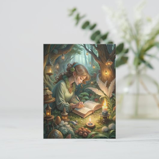 Pixie Girl Writing Postkarte (Stehend Vorderseite)