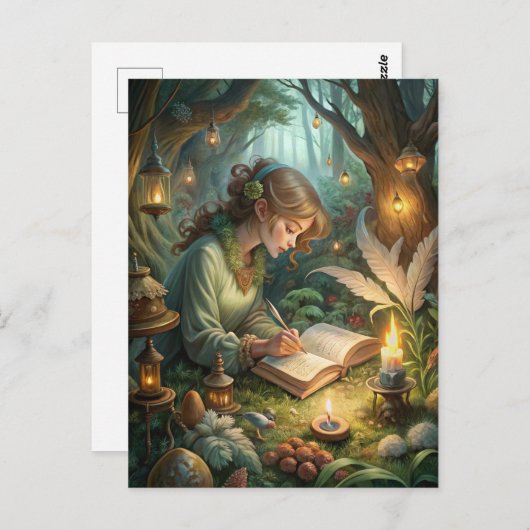 Pixie Girl Writing Postkarte (Vorne/Hinten)